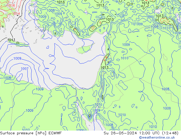 Luchtdruk (Grond) ECMWF zo 26.05.2024 12 UTC