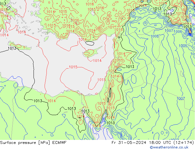 Atmosférický tlak ECMWF Pá 31.05.2024 18 UTC