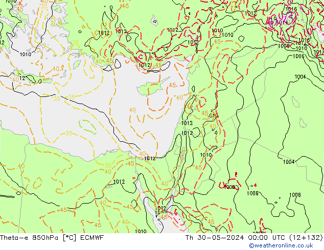 Theta-e 850hPa ECMWF Per 30.05.2024 00 UTC