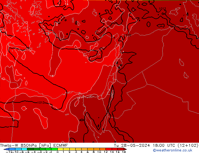 Theta-W 850hPa ECMWF Ter 28.05.2024 18 UTC