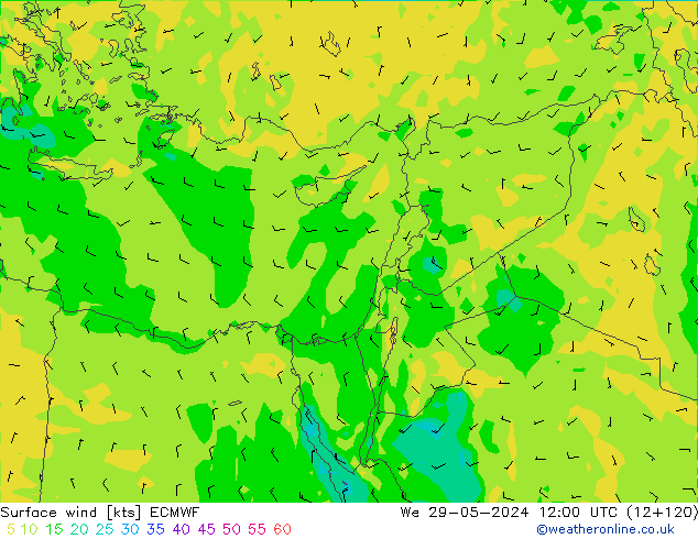 Vent 10 m ECMWF mer 29.05.2024 12 UTC