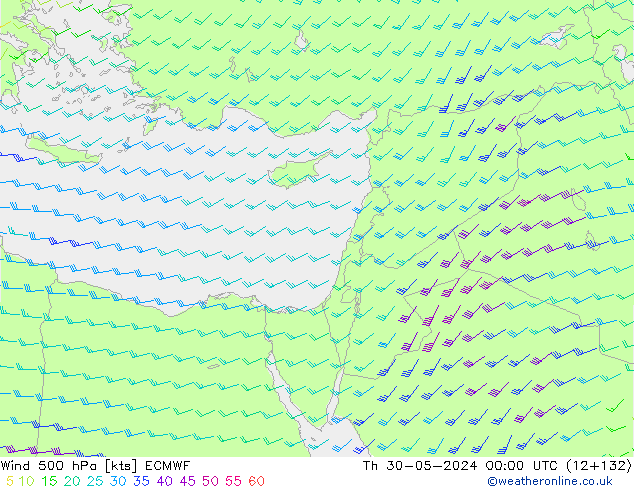 Wind 500 hPa ECMWF Th 30.05.2024 00 UTC