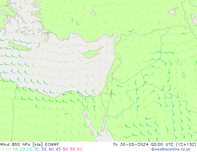 ветер 850 гПа ECMWF чт 30.05.2024 00 UTC