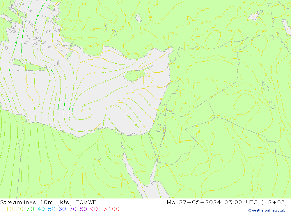 Linea di flusso 10m ECMWF lun 27.05.2024 03 UTC