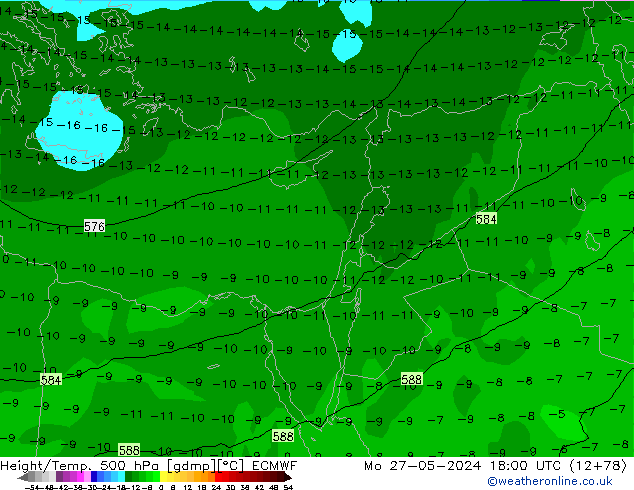 Z500/Rain (+SLP)/Z850 ECMWF Mo 27.05.2024 18 UTC