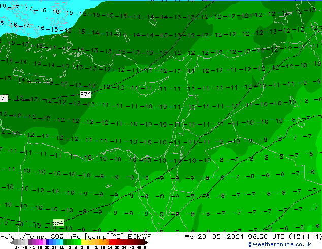 Géop./Temp. 500 hPa ECMWF mer 29.05.2024 06 UTC