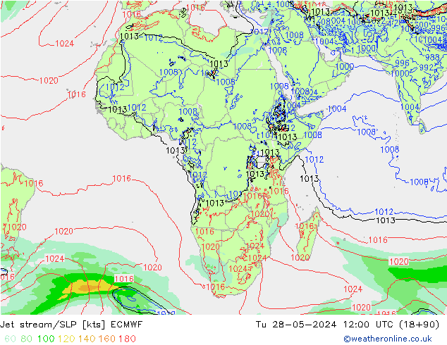 Polarjet/Bodendruck ECMWF Di 28.05.2024 12 UTC