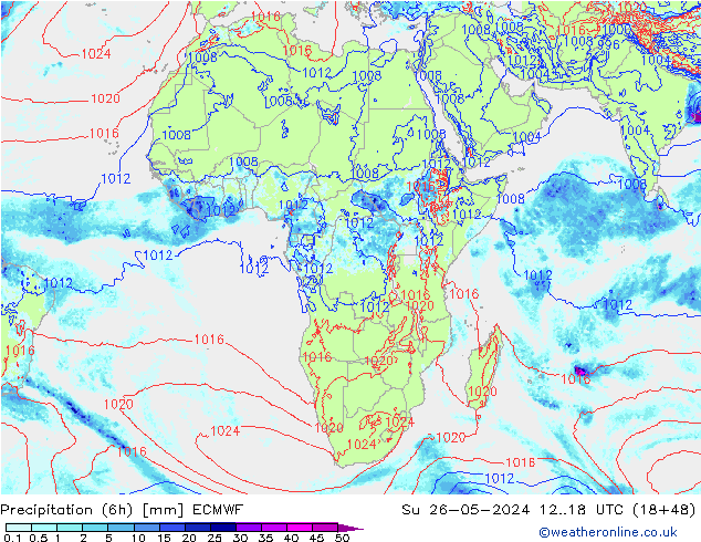 Z500/Rain (+SLP)/Z850 ECMWF Su 26.05.2024 18 UTC