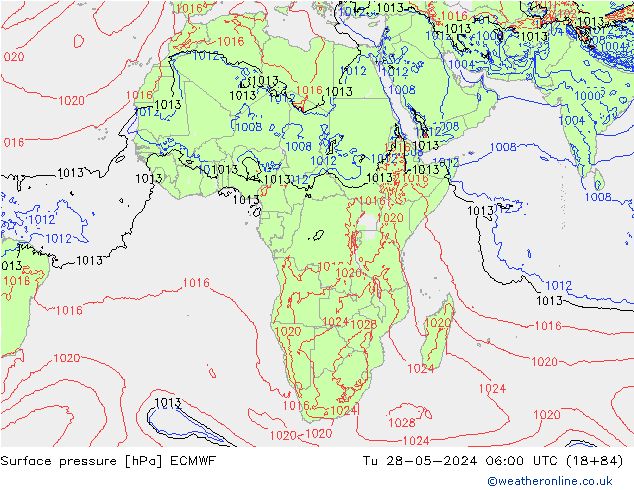 Luchtdruk (Grond) ECMWF di 28.05.2024 06 UTC