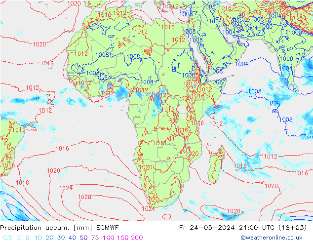 Toplam Yağış ECMWF Cu 24.05.2024 21 UTC