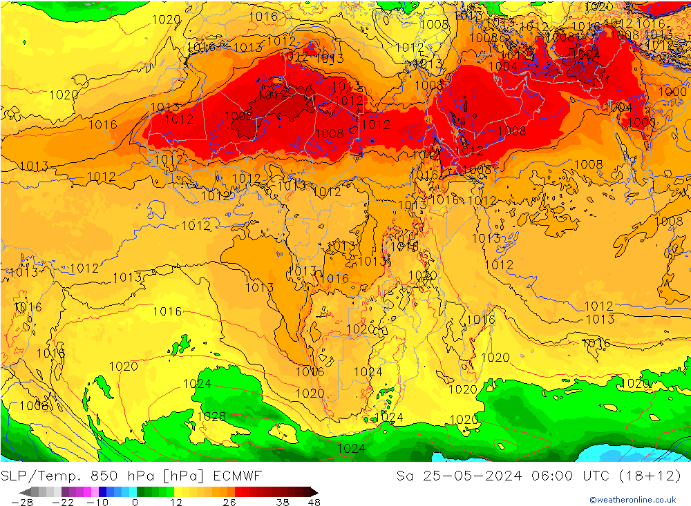 SLP/Temp. 850 hPa ECMWF So 25.05.2024 06 UTC