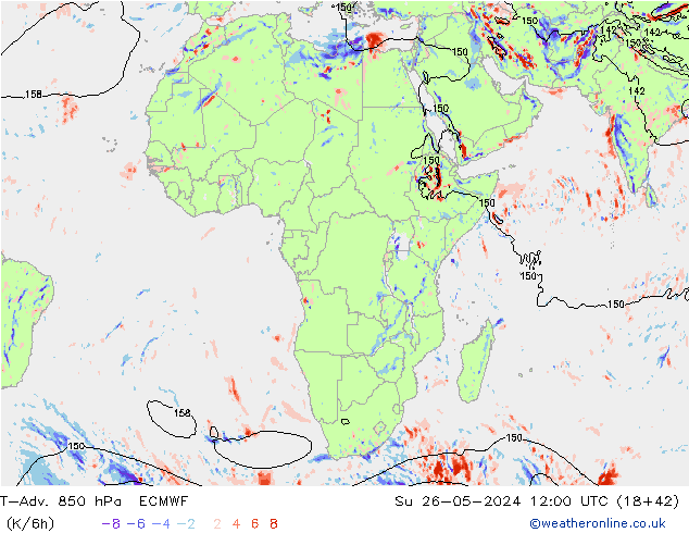 T-Adv. 850 hPa ECMWF Dom 26.05.2024 12 UTC