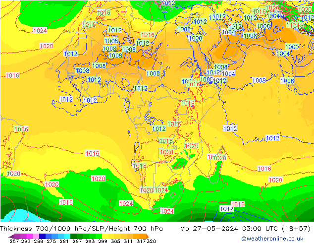 700-1000 hPa Kalınlığı ECMWF Pzt 27.05.2024 03 UTC