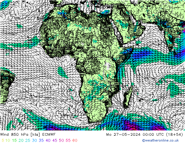 Wind 850 hPa ECMWF ma 27.05.2024 00 UTC