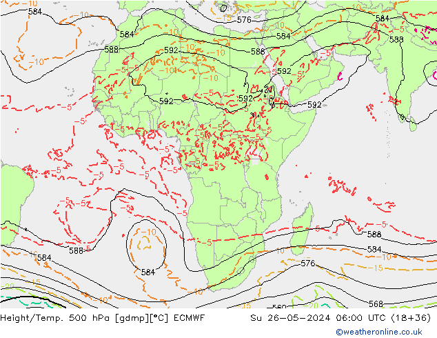 Z500/Yağmur (+YB)/Z850 ECMWF Paz 26.05.2024 06 UTC