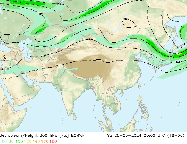 Straalstroom ECMWF za 25.05.2024 00 UTC