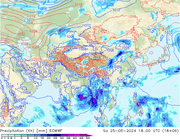 Z500/Rain (+SLP)/Z850 ECMWF sáb 25.05.2024 00 UTC