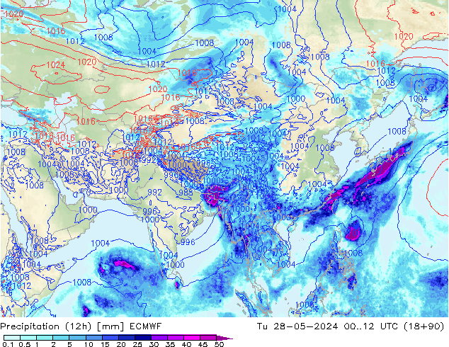 Precipitação (12h) ECMWF Ter 28.05.2024 12 UTC