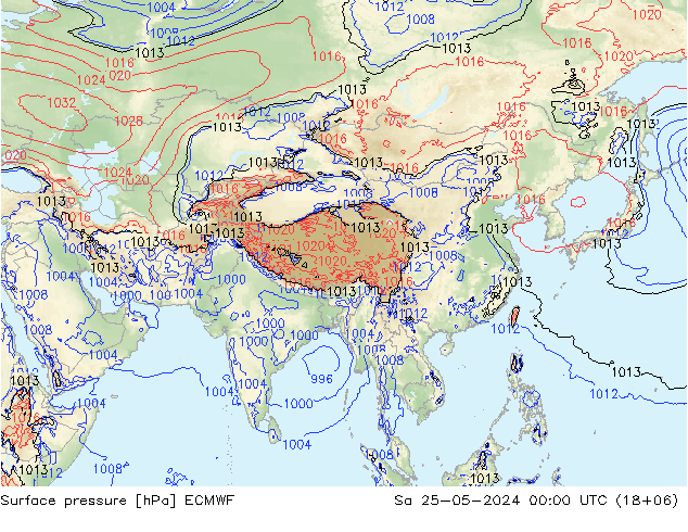 Surface pressure ECMWF Sa 25.05.2024 00 UTC