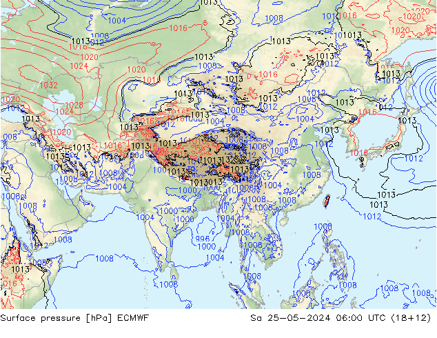 Surface pressure ECMWF Sa 25.05.2024 06 UTC