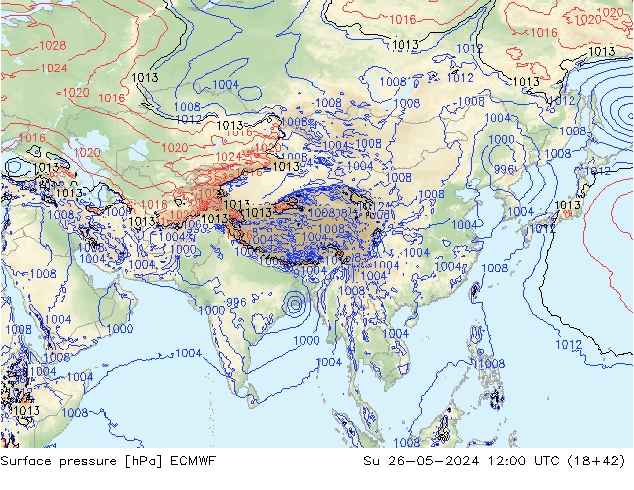 Surface pressure ECMWF Su 26.05.2024 12 UTC