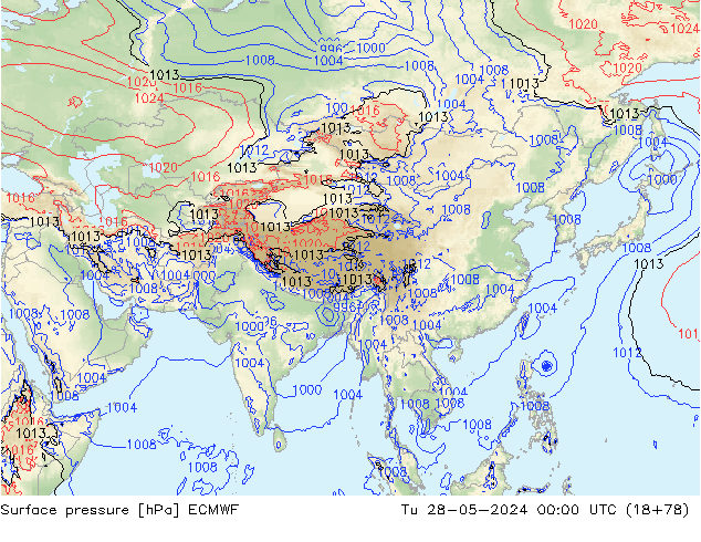 Bodendruck ECMWF Di 28.05.2024 00 UTC