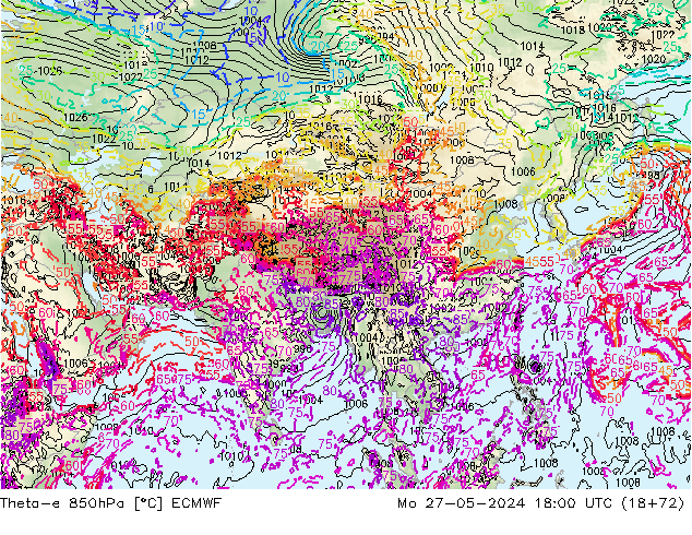 Theta-e 850hPa ECMWF Seg 27.05.2024 18 UTC