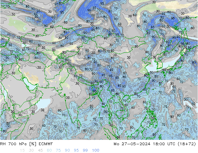 RH 700 hPa ECMWF Mo 27.05.2024 18 UTC