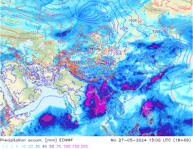 Precipitation accum. ECMWF Mo 27.05.2024 15 UTC