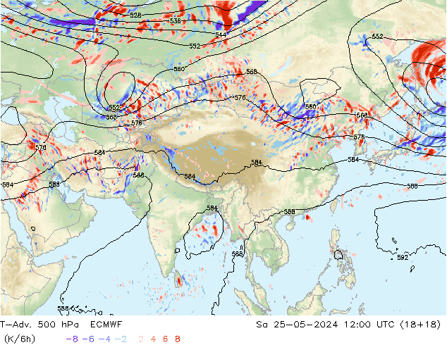 T-Adv. 500 hPa ECMWF sáb 25.05.2024 12 UTC