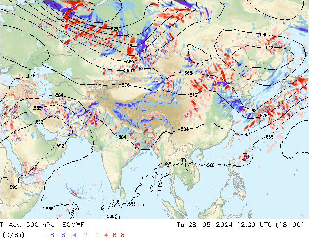 T-Adv. 500 hPa ECMWF di 28.05.2024 12 UTC