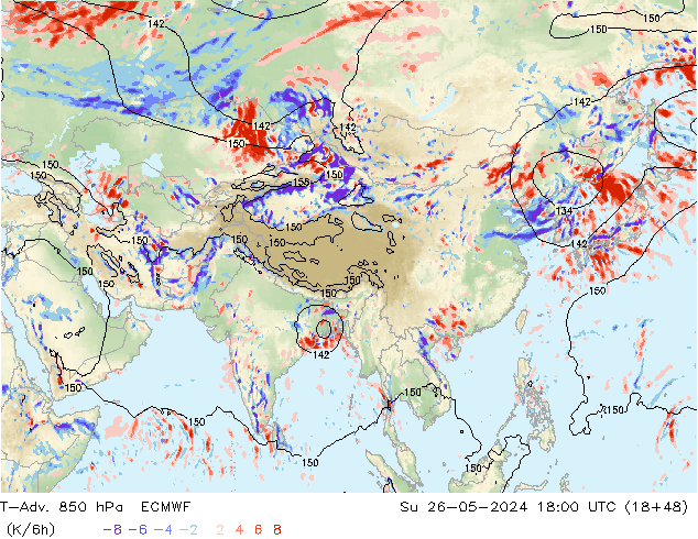 T-Adv. 850 hPa ECMWF Dom 26.05.2024 18 UTC