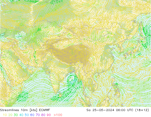 Stromlinien 10m ECMWF Sa 25.05.2024 06 UTC