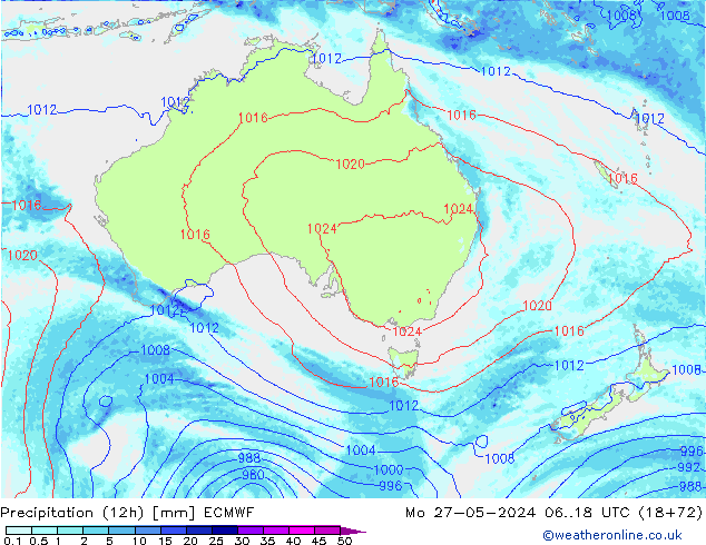 Précipitation (12h) ECMWF lun 27.05.2024 18 UTC