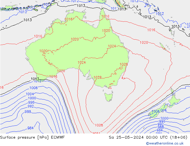 Surface pressure ECMWF Sa 25.05.2024 00 UTC