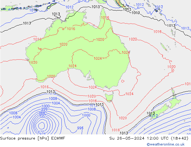 Pressione al suolo ECMWF dom 26.05.2024 12 UTC