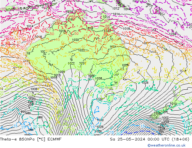 Theta-e 850hPa ECMWF Sa 25.05.2024 00 UTC