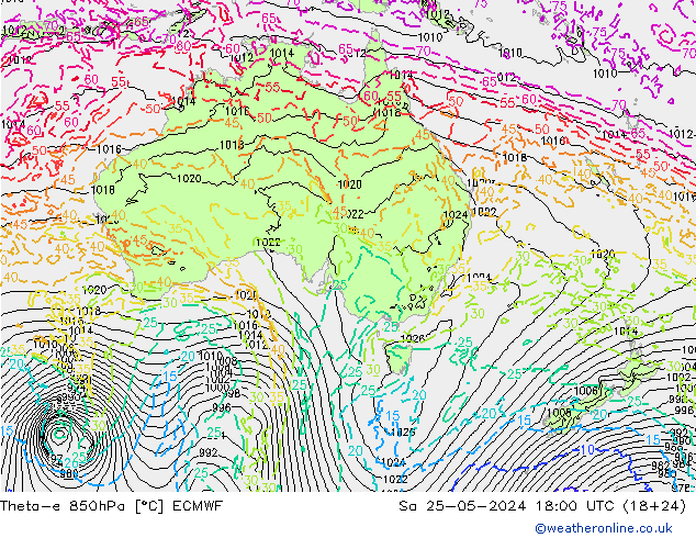 Theta-e 850hPa ECMWF  25.05.2024 18 UTC