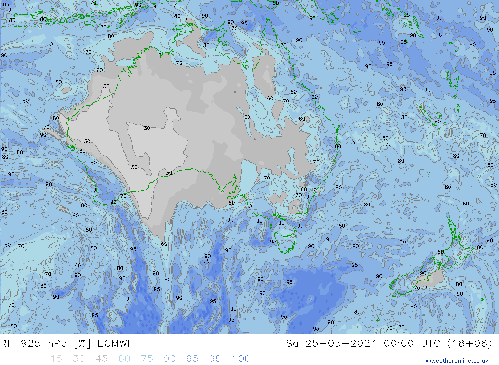 RH 925 hPa ECMWF so. 25.05.2024 00 UTC