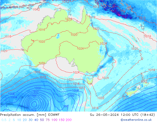 Toplam Yağış ECMWF Paz 26.05.2024 12 UTC