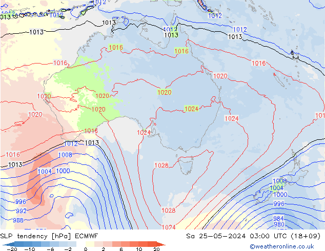 SLP tendency ECMWF Sa 25.05.2024 03 UTC