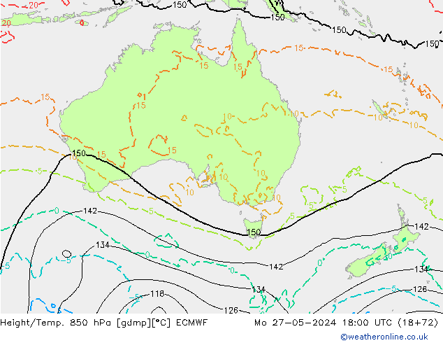 Z500/Rain (+SLP)/Z850 ECMWF lun 27.05.2024 18 UTC