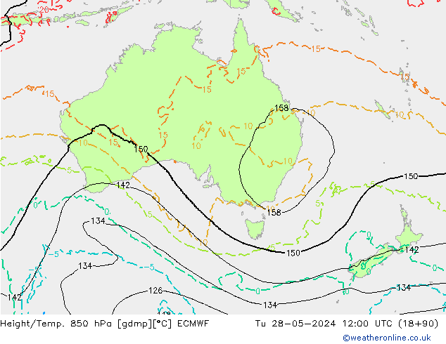 Yükseklik/Sıc. 850 hPa ECMWF Sa 28.05.2024 12 UTC