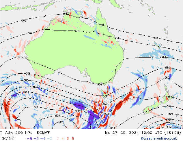 T-Adv. 500 гПа ECMWF пн 27.05.2024 12 UTC