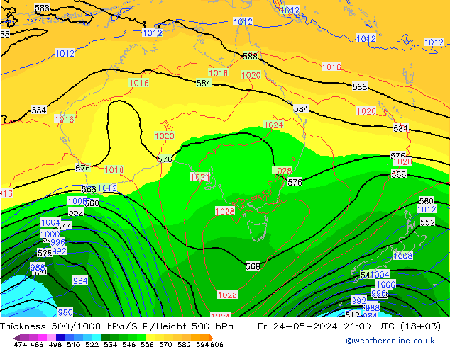 Thck 500-1000hPa ECMWF  24.05.2024 21 UTC