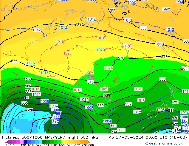 500-1000 hPa Kalınlığı ECMWF Pzt 27.05.2024 06 UTC