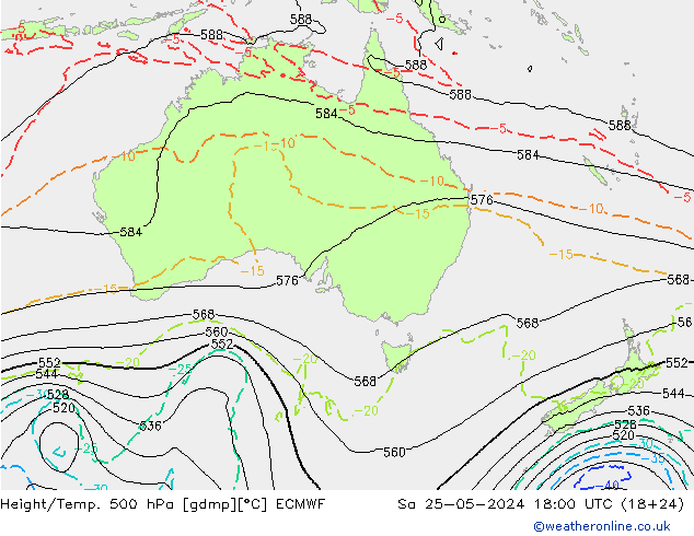 Z500/Rain (+SLP)/Z850 ECMWF sáb 25.05.2024 18 UTC