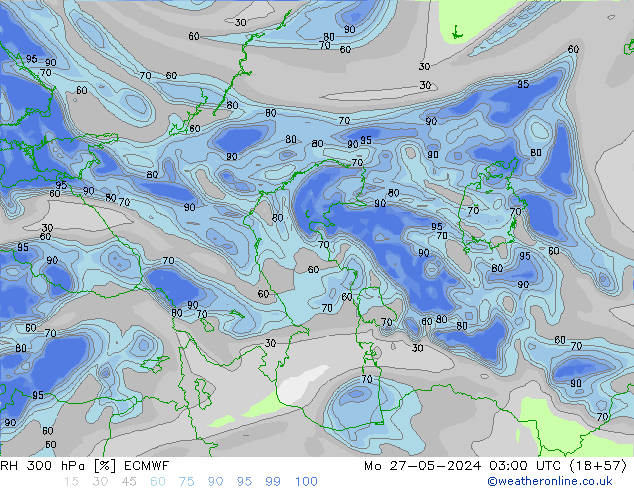 RH 300 hPa ECMWF Seg 27.05.2024 03 UTC