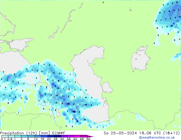 Precipitación (12h) ECMWF sáb 25.05.2024 06 UTC