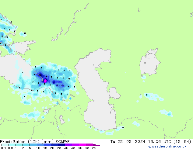 Precipitation (12h) ECMWF Tu 28.05.2024 06 UTC